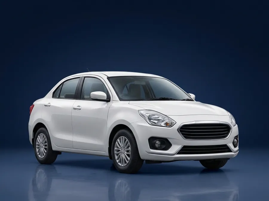 White Maruti Suzuki Dzire sedan cab available for booking